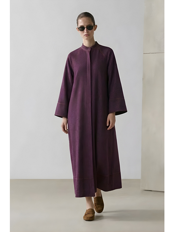 Mevra Ferace Denim Elbise Mürdüm