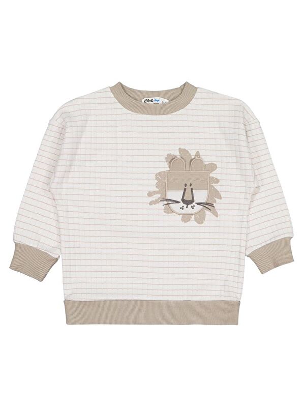 Civil Boys Aslan Nakışlı 2-5 Yaş Sweatshirt - Bej 2-3 Yaş
