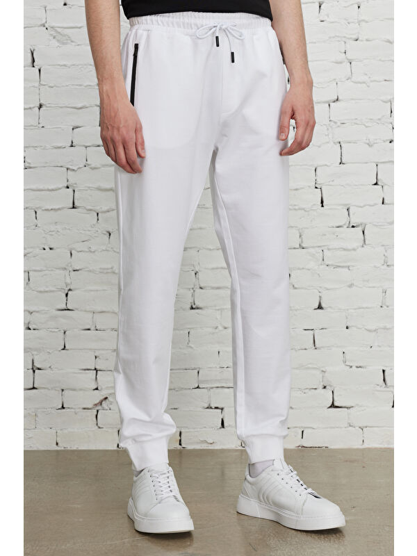Altınyıldız Classics Erkek Beyaz Standart Fit Normal Kesim Jogger Eşofman Altı