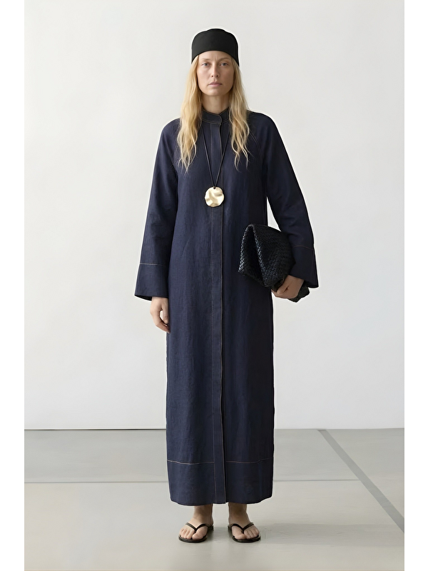 Mevra Ferace Denim Elbise Lacivert