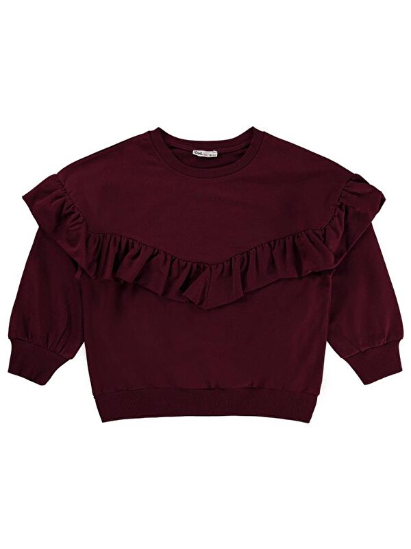 Civil Girls Roba Fırfırlı 10-13 Yaş Sweatshirt - Bordo 11-12 Yaş