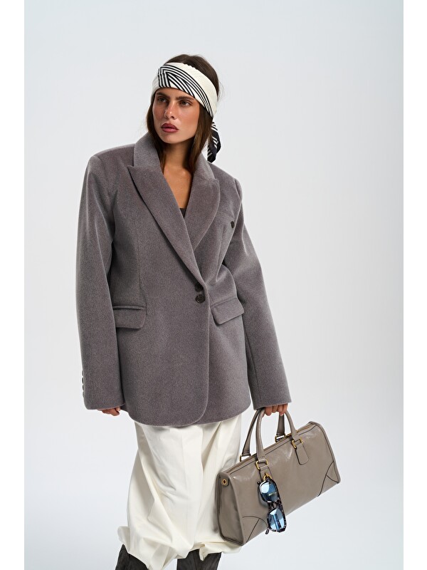 Mai Collection Runa Oversize Gri Blazer