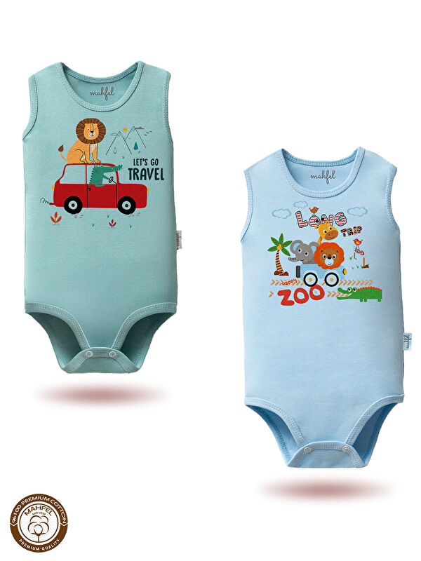 Mahfel 2'Li Atlet %100 Pamuklu Çıtçıtlı Bebek Body Zıbın 146-276