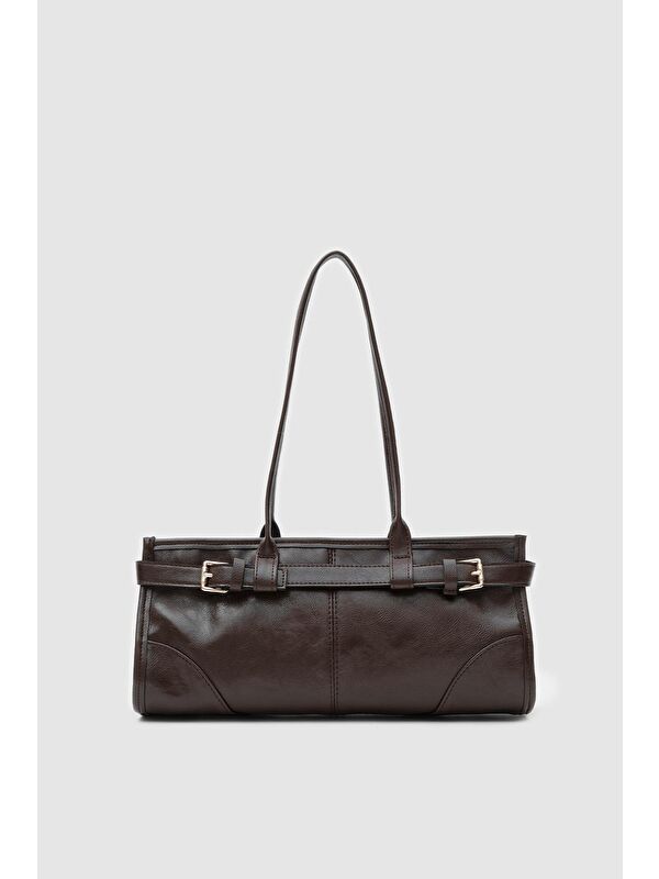 Shulebags Enyola Vintage Baget Çanta Acı Kahve