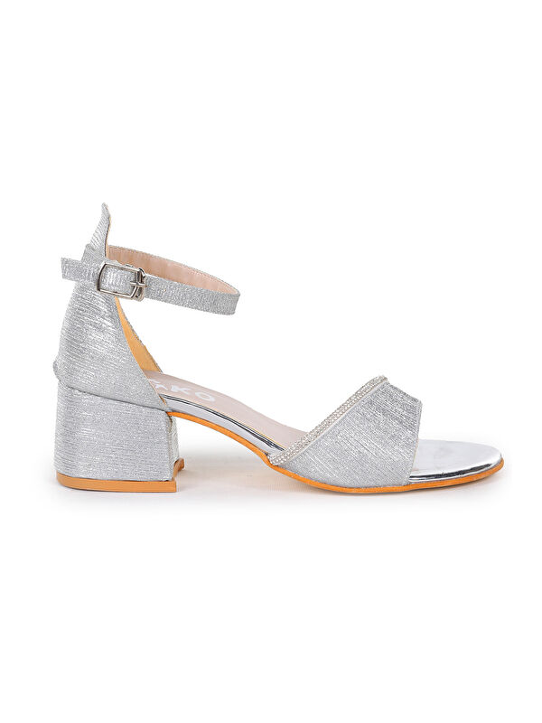 Elos Çizgili Günlük Kız Çocuk 4 Cm Topuklu Sandalet Ayakkabı - Görsel 4