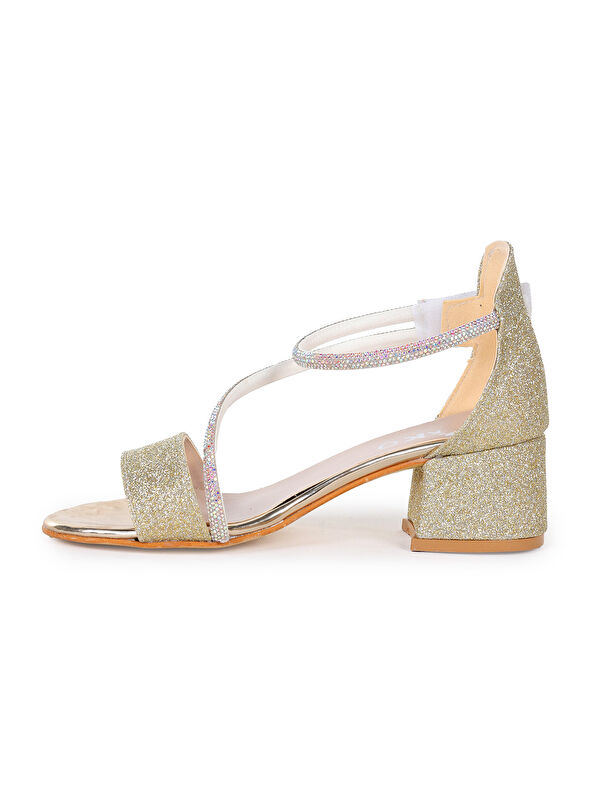 Pisar Kum Simli Günlük Kız Çocuk 4 Cm Topuklu Sandalet Abiye Ayakkabı - Görsel 5