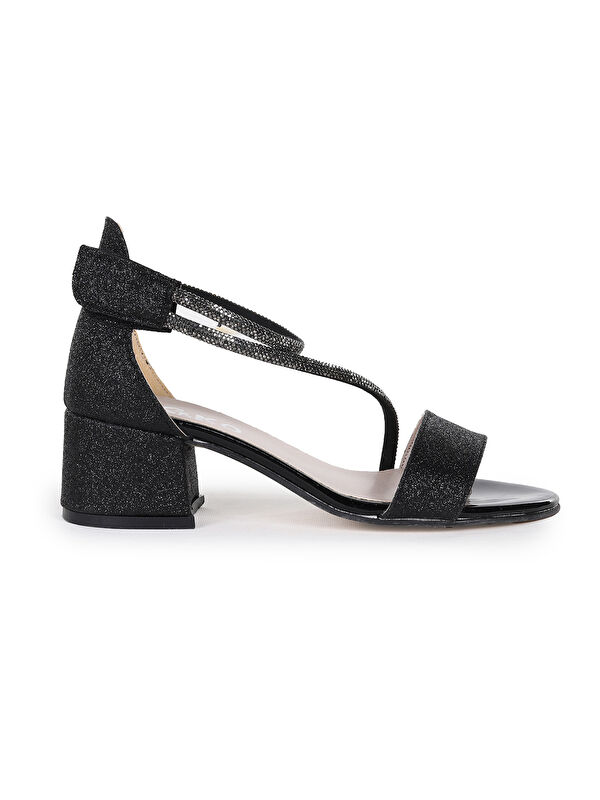 Pisar Kum Simli Günlük Kız Çocuk 4 Cm Topuklu Sandalet Abiye Ayakkabı - Görsel 4