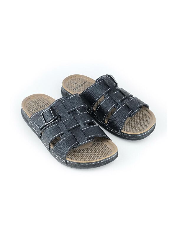 Erkek Yazlık Tek Toka Suni Deri Ayarlanabilir Günlük Terlik - Görsel 4