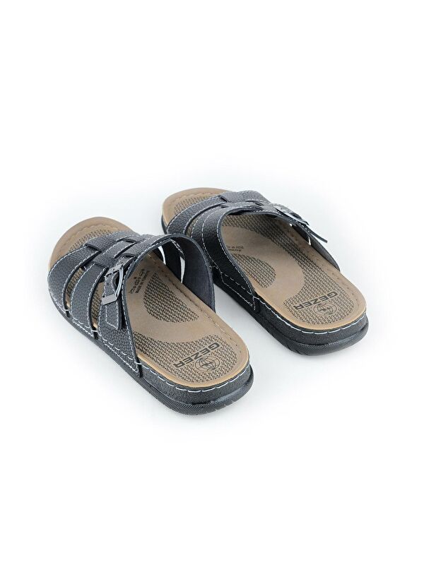 Erkek Yazlık Tek Toka Suni Deri Ayarlanabilir Günlük Terlik - Görsel 5