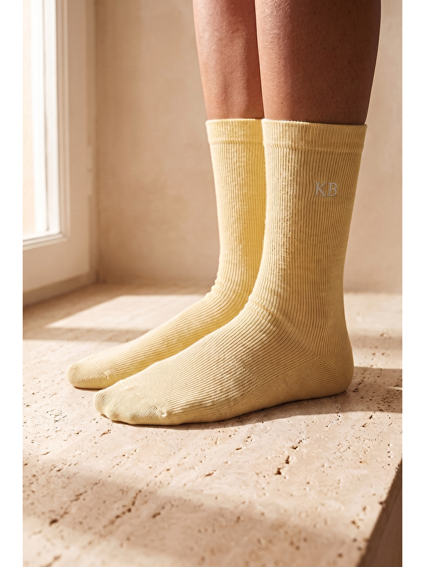 Katia And Bony Unisex K&B Nakışlı Soket Çorap Sarı