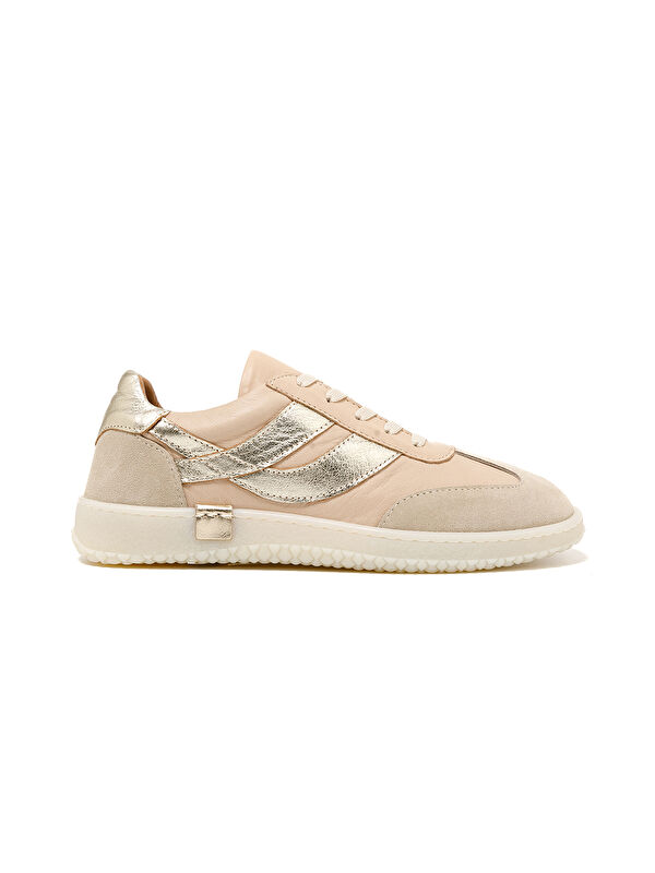 John May Kadın Sneaker ( Günlük) RC-25Y-055-M2004 Bej Süet-Beyaz Cilt-Gold