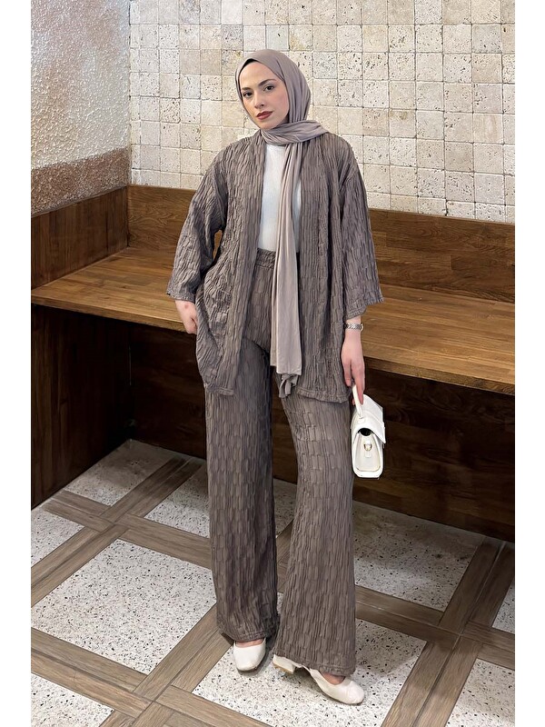 Lamelif Raşel Kimono Takım Soft Kahve