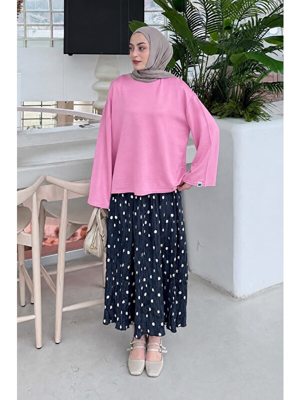 Lamelif Kol Armalı Sweatshirt Pembe
