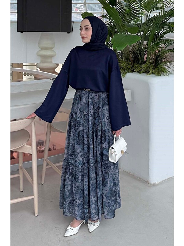 Lamelif Kol Armalı Sweatshirt Lacivert