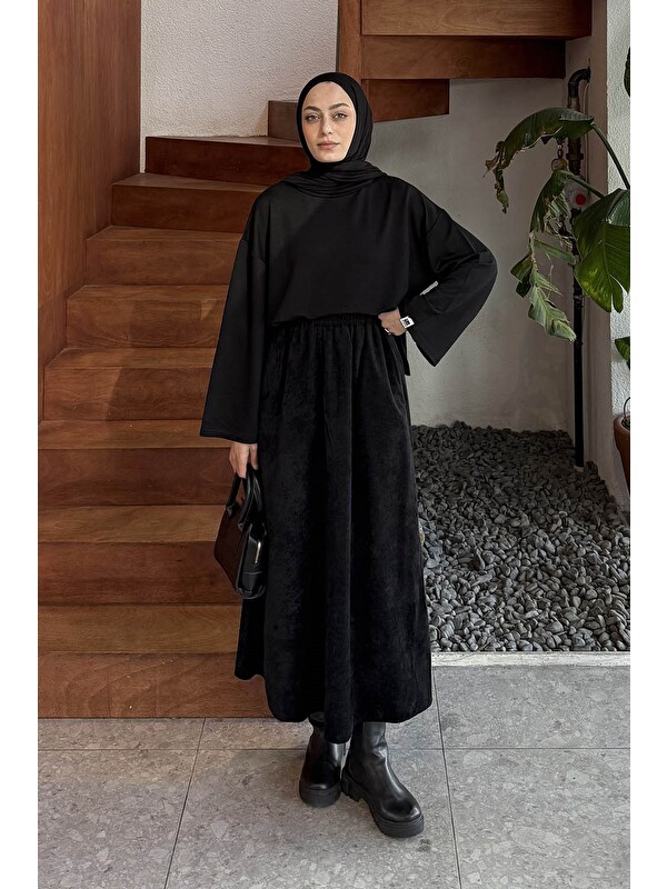 Lamelif Kol Armalı Sweatshirt Siyah