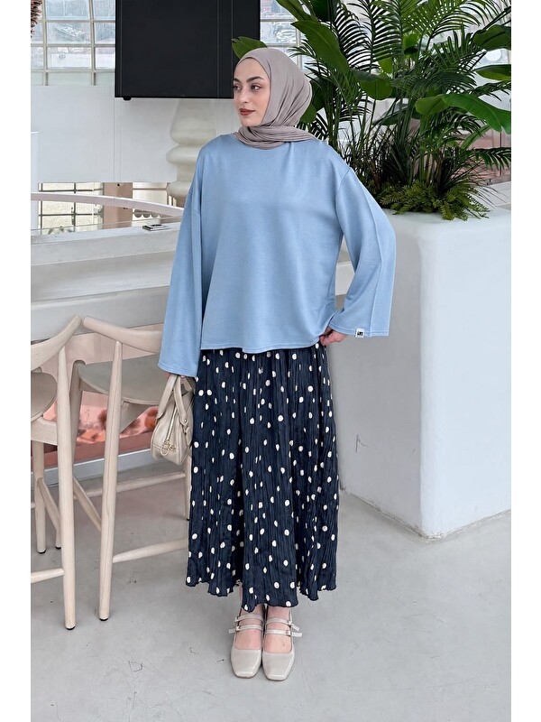 Lamelif Kol Armalı Sweatshirt Bebe Mavisi