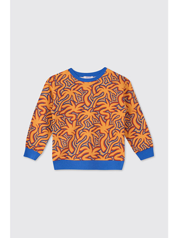 Panço Erkek Çocuk Baskılı Somon Sweatshirt