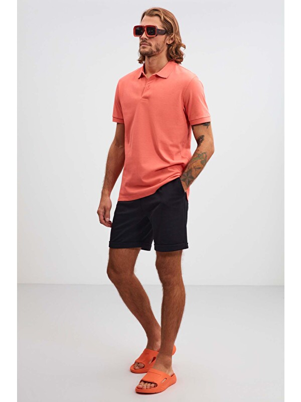 GRIMELANGE MORGAN Erkek Regular Kalıp %100 Pamuk PEMBE Polo Yaka T-shirt