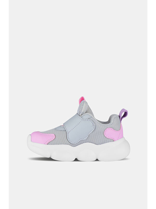 Gum Işıklı Kız Okul Öncesi Gri/Pembe Spor Ayakkabı - Görsel 3