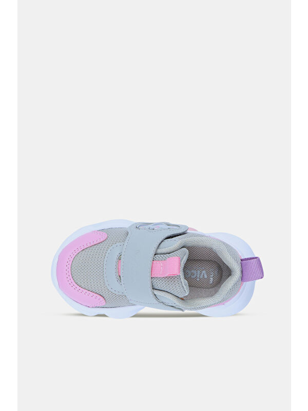 Gum Işıklı Kız Okul Öncesi Gri/Pembe Spor Ayakkabı - Görsel 4