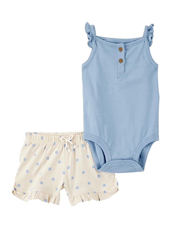 Carter's Kız Bebek Body Pantolon Set 2'li Paket 3 Ay-24 Ay Çok Renkli