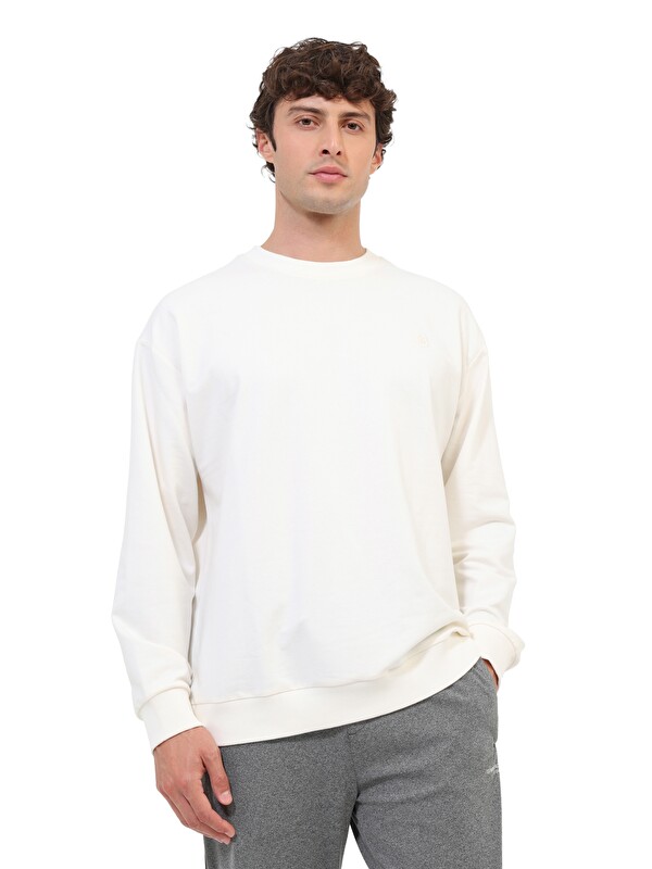 Lumberjack Sweatshirt Erkek Ekru MB SN75 C NECK SW