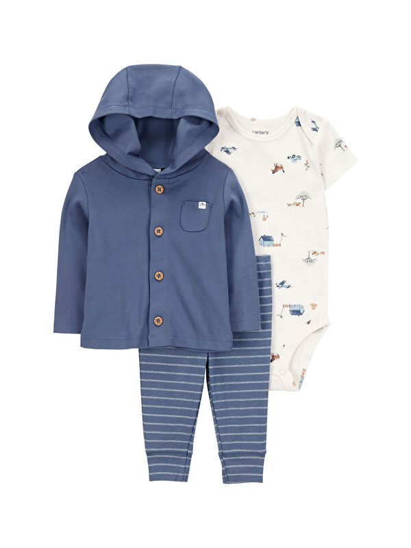 Carter's Erkek Bebek Mavi 3Lü Hırkalı