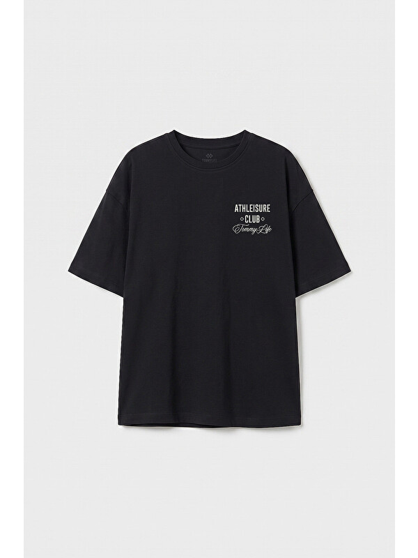 Tommylife Siyah Oversize Kısa Kollu Baskılı Kız Çocuk T-Shirt - 75175