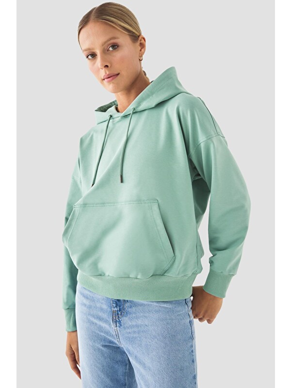 Superstacy Fiona Oversize Cepli Açık Yeşil Hoodie