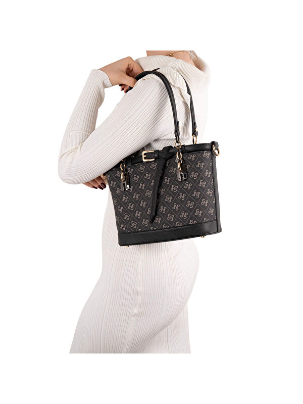 Silver Polo Kadın Omuz Çantası 1155-46094 SILVER POLO BAYAN ÇANTASI M178 FÜME-MAT SİYAH