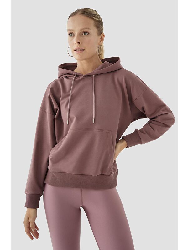 Superstacy Fiona Oversize Cepli Koyu Gül Hoodie