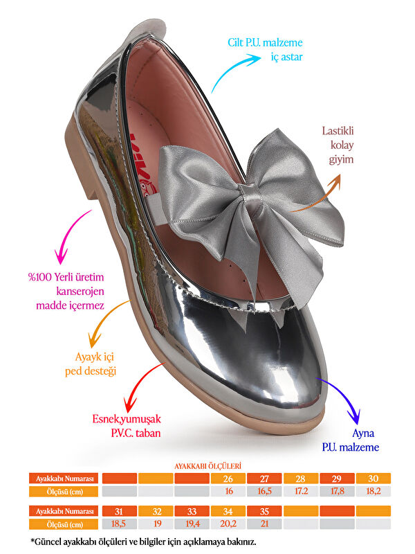 Tari Ayna Fiyonk Lastikli Kız Çocuk Babet Ayakkabı - Görsel 3