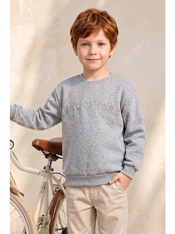 Fullamoda 3 İ̇plik Est Yazı Nakışlı Unisex Çocuk Sweatshirt