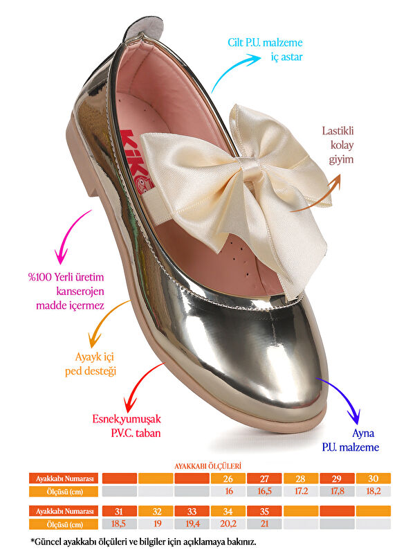 Tari Ayna Fiyonk Lastikli Kız Çocuk Babet Ayakkabı - Görsel 3