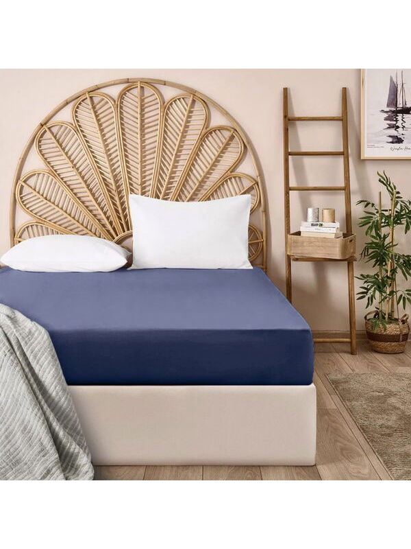 Evidea Soft Basic Çift Kişilik Düz Kenar Çarşaf - Lacivert - 240x260 cm
