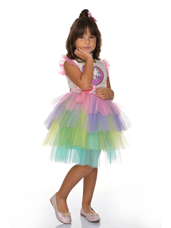 Mnk Baby & Kids Kız Çocuk Boynuzlu At Pullu Tütü Elbise