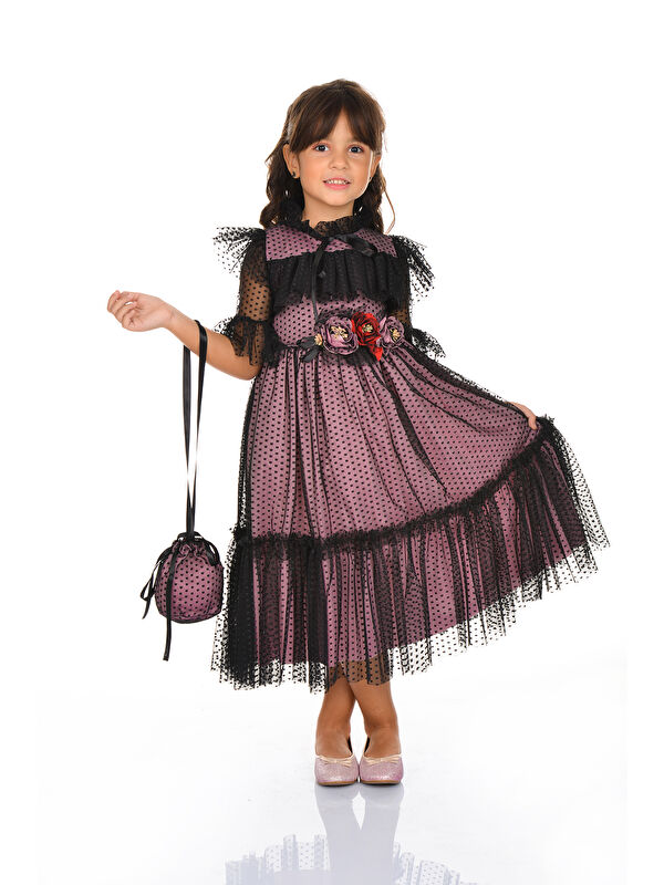 Mnk Baby & Kids Dantel Vintage Çantalı Elbise MNKA248