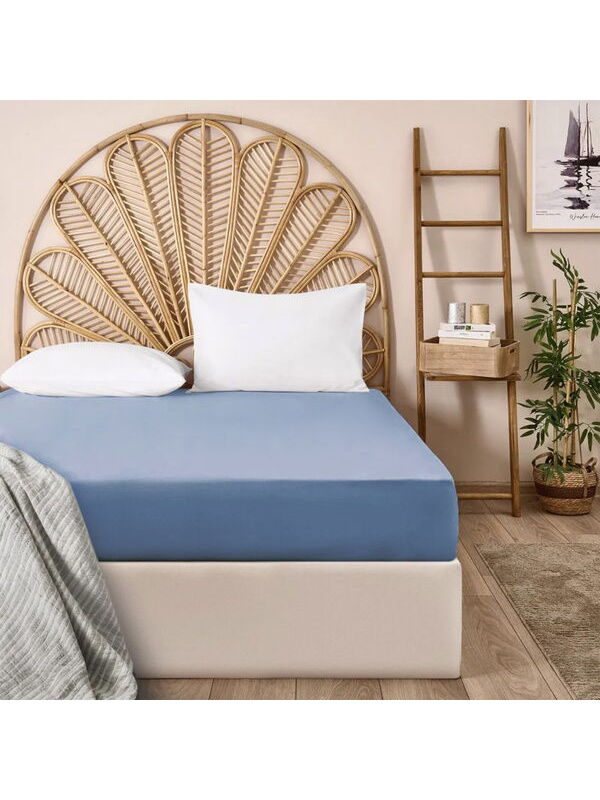 Evidea Soft Basic Çift Kişilik Düz Kenar Çarşaf - Mavi - 240x260 cm
