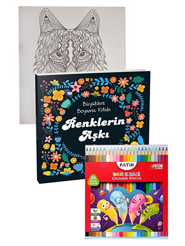 Artlantis Renklerin Aşkı Büyüklere Boyama Kitabı Fatih 24 Renk Kuru Boya 1 Adet Ema Boyama Kitabı Büyükler İçi