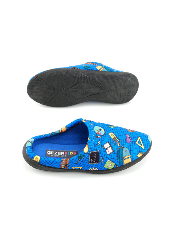 Gezer Mavi Gezer Kışlık Rahat Erkek Çocuk Taban Ev Terliği