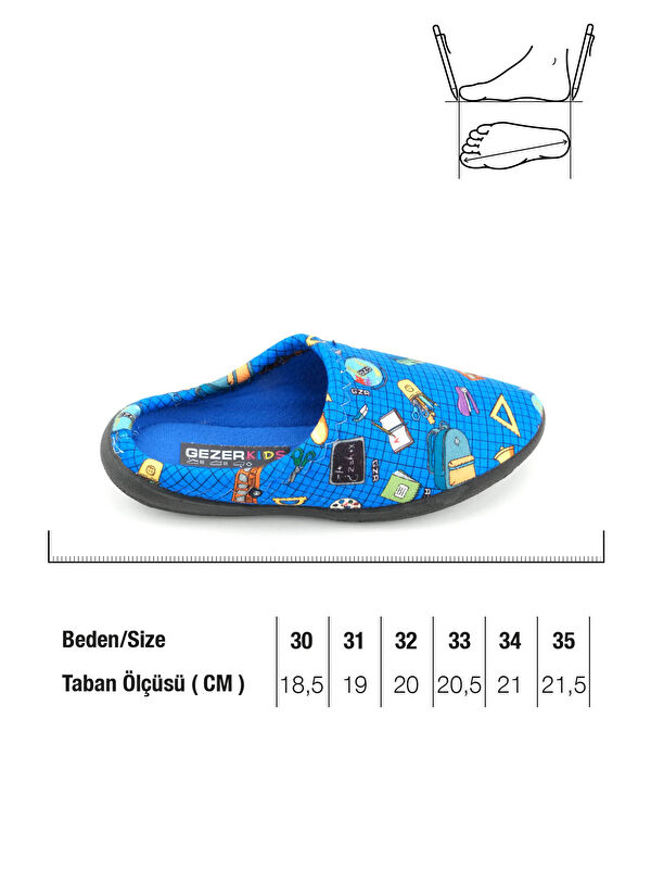 Gezer Mavi Gezer Kışlık Rahat Erkek Çocuk Taban Ev Terliği