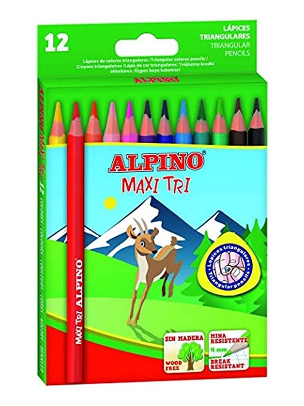Artlantis 12 Renk Jumbo Kuru Boya 1 Paket Alpino Maxi Tri Üçgen Jumbo Kuruboya Kolay Tutuş Kalın Uçlu Kuruboya