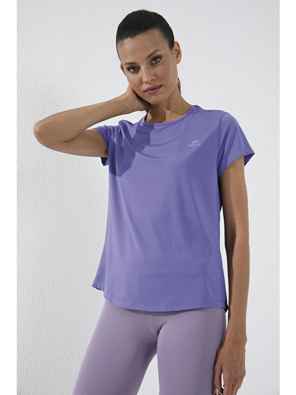 Tommylife Eflatun Basic Kısa Kol Standart Kalıp O Yaka Kadın T-Shirt - 97144