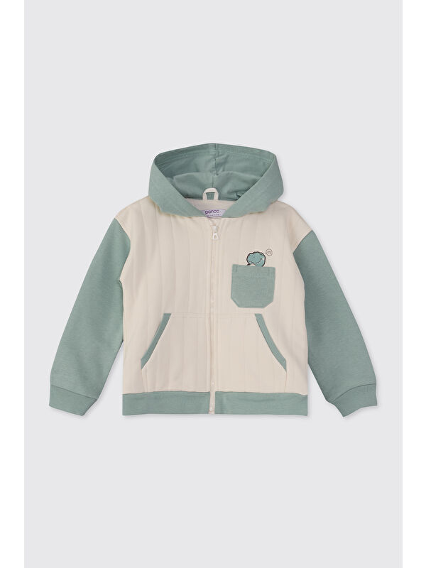 Panço Erkek Bebek Dinozor Baskılı Yeşil Sweatshirt