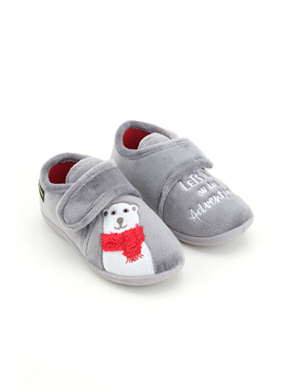 Kışlık Cırtlı Ayarlanabilir Rahat Taban Erkek Çocuk Panduf Ayakkabı - Görsel 3