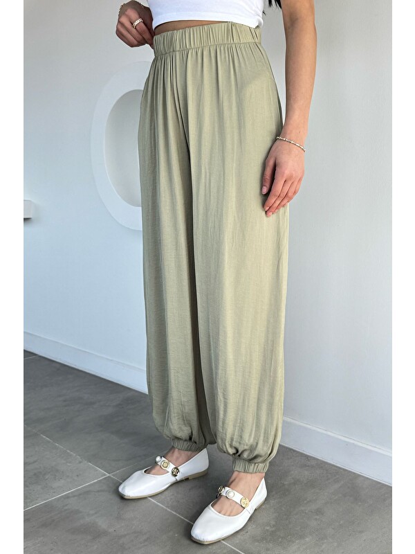 Gülseli Kadın Bel Ve Paça Lastikli Şalvar Model Pantolon