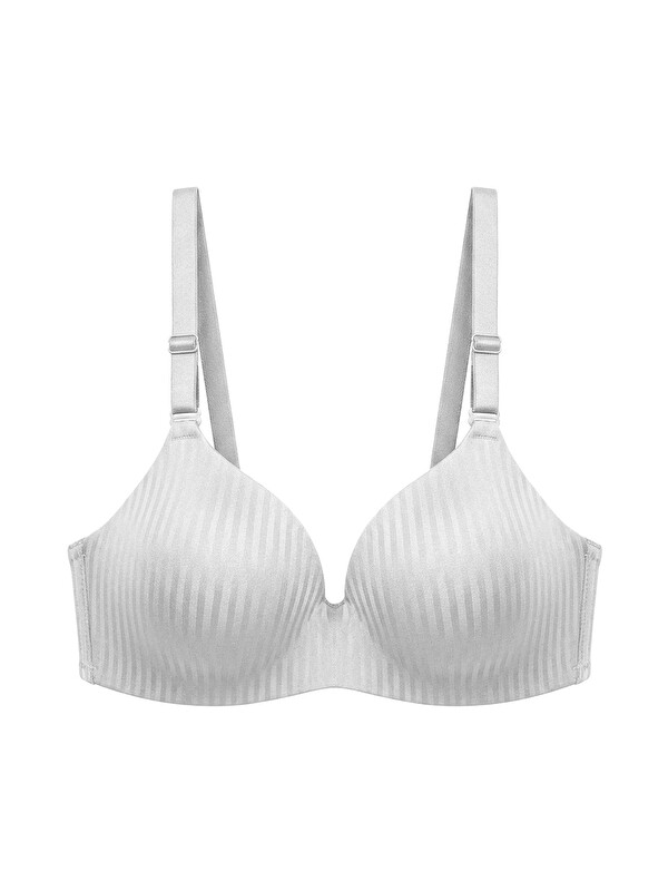 Cottonhill Seamless Bra - Rivelle | Beyaz Mikro Çizgi Desenli Balensiz Günlük Kadın Sütyen