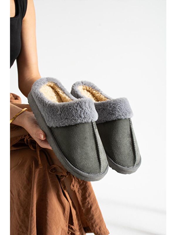 Sagu Kadın Ev Terliği Pelüş Ev Terliği Ses Yapmaz Taban Sıcak Kürklü Terlik - Görsel 2