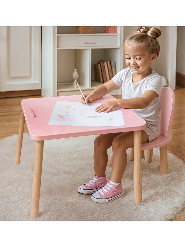 Bee Smart Pembe Naturel 1 Sandalyeli Set - Standart