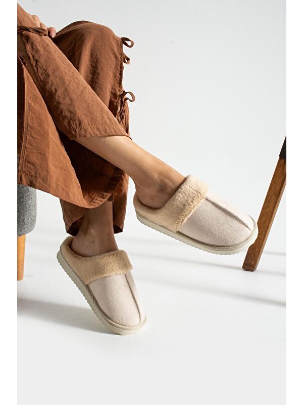 Sagu Kadın Ev Terliği Pelüş Ev Terliği Ses Yapmaz Taban Sıcak Kürklü Terlik - Görsel 3